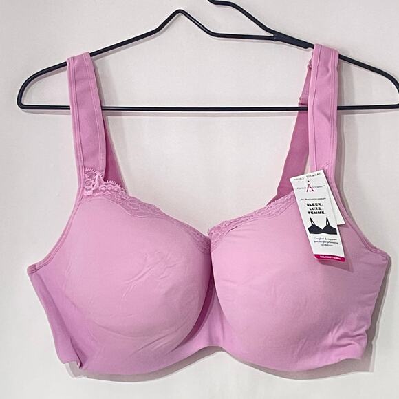 Ashley Stewart T-Shirt Bra Women's 42DDD 42F Pink Underwire Lightly Lined NWT - Picture 1 of 8